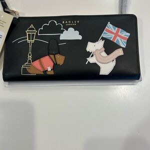Radley London Black Wallet with Dog and Flag Motif